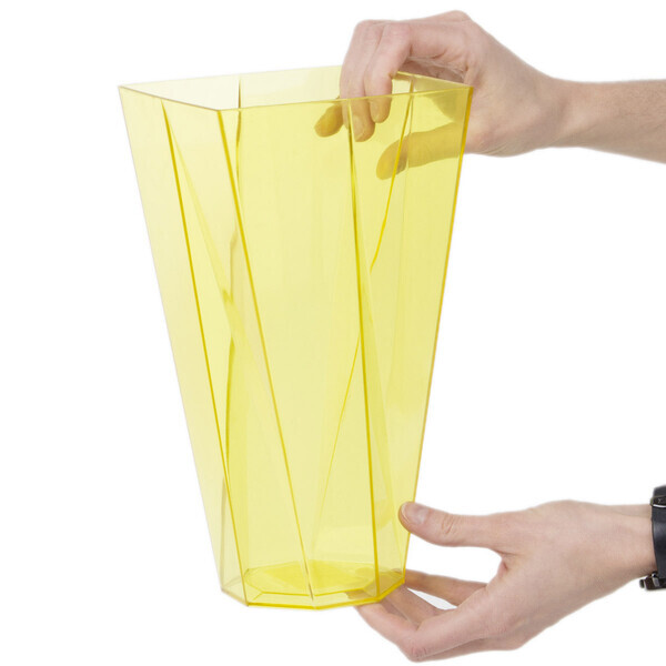 Trockengesteck Vase Transparent Gelb 2,8 Liter Übertopf viereckig 27 cm hoch Blumenvase