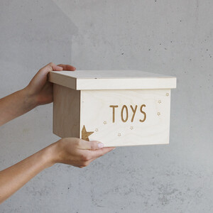 Kinderkiste aus Holz gravierte Spielzeugkiste 6 Liter mit...