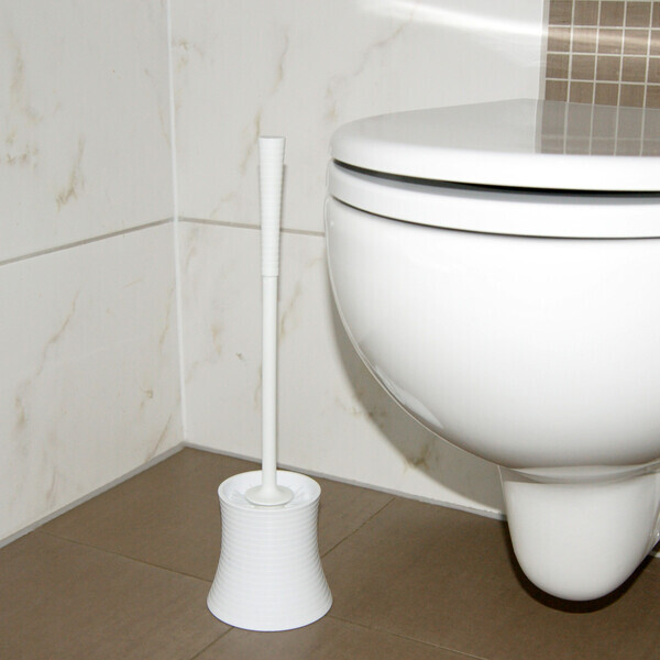 preiswerte WC Bürstengarnitur Bürste + Behälter in Weiss