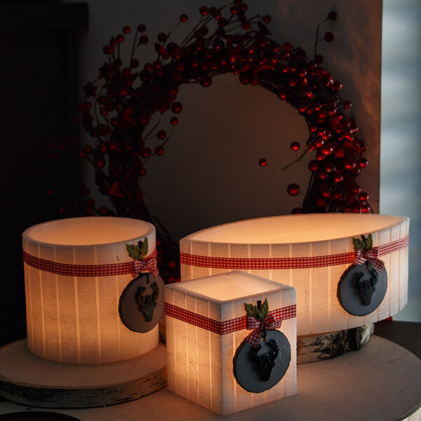 Weihnachten Lampion Teelicht quadratische Weihnachtskerze 10 x 10 x 11,5 cm Wachs Container