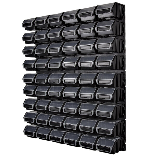 Schwarz Stapelboxen mit Deckel Wandregal Lagersystem 58tlg