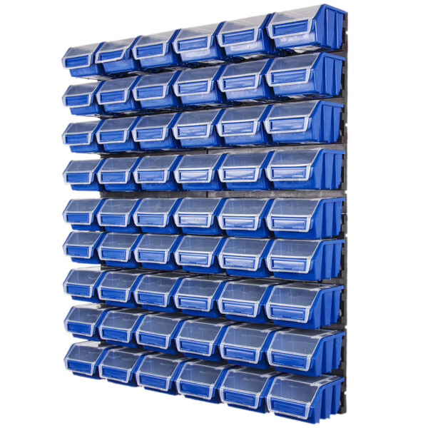 Blau Stapelboxen mit Deckel Wandregal Lagersystem 58tlg