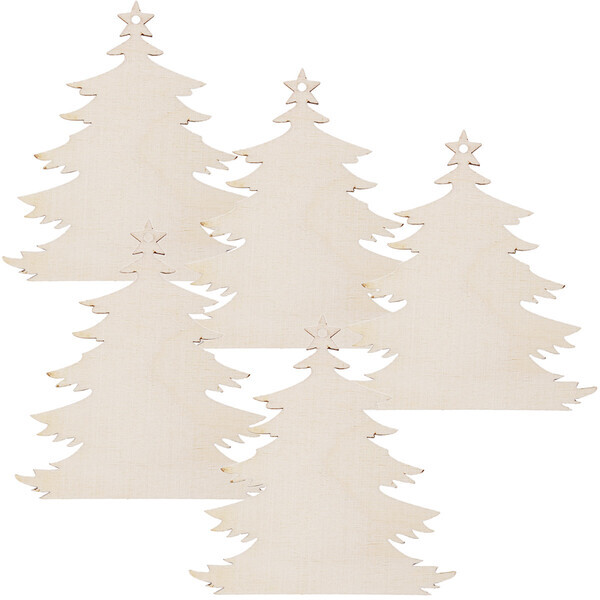 Baumschmuck aus Holz 5er Set Weihnachtsbäume
