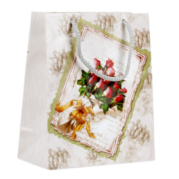 Rosenstrau Geschenk Tte 2,4 Liter - 16,5 x 19 cm Papiertte