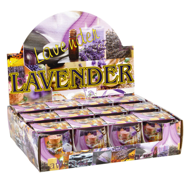 Lavendelduft, 12 Stck Duftkerzen im Glas, Kerze 24 h Brenndauer, Lavendel Duft