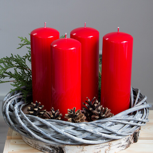 Kerze fr den Adventskranz Stumpenkerze  7 x 20 cm rote Weihnachtskerze