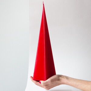 rote Hochzeitskerze als Pyramide 33 cm