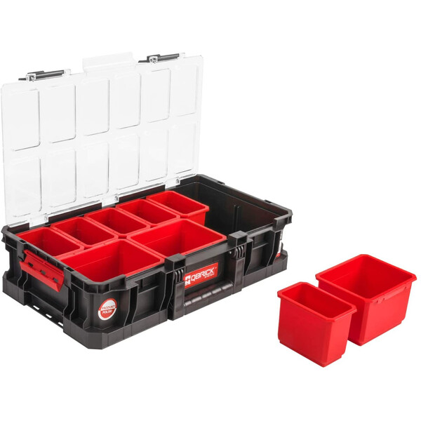 Organizer Plus, Qbrick System TWO mit 9 Behltern, Deckel Polycarbonat, Magazin