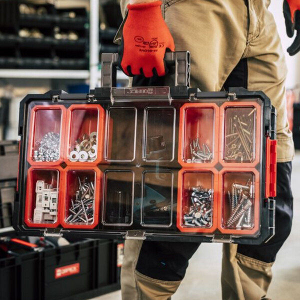 Organizer Plus, Qbrick System TWO mit 9 Behltern, Deckel Polycarbonat, Magazin