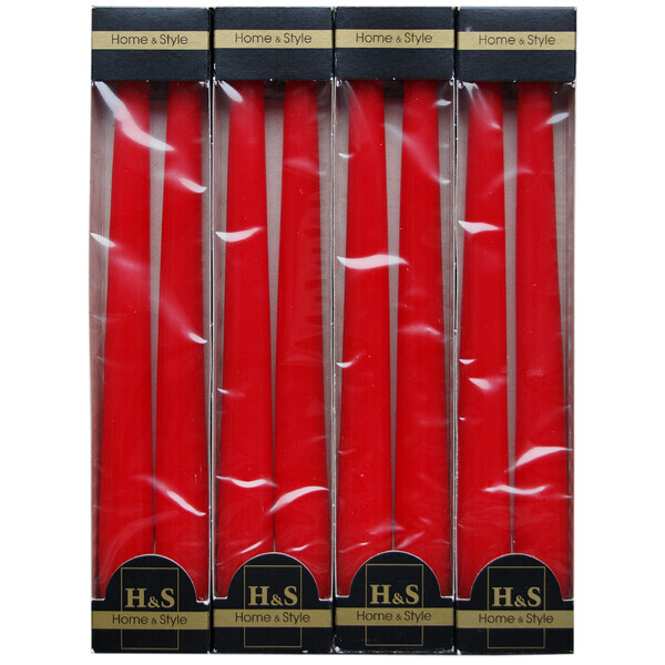 Leuchterkerze Tafelkerze Stabkerzen 8 Stück Rot glänzend 2,2 x 23 cm Wachs-Kerzen
