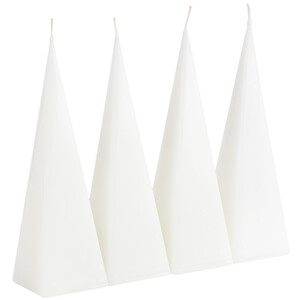 Taufkerzen als Set 4 Stück Wachs-Pyramiden-Kerzen weiße...