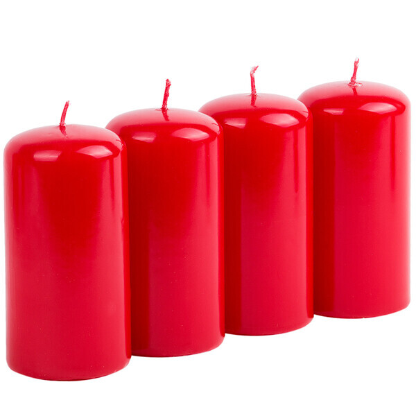 Weihnachtskerzen 4 Stück Stumpen-Kerzen Ø 5x10cm Rot Hochzeitskerzen