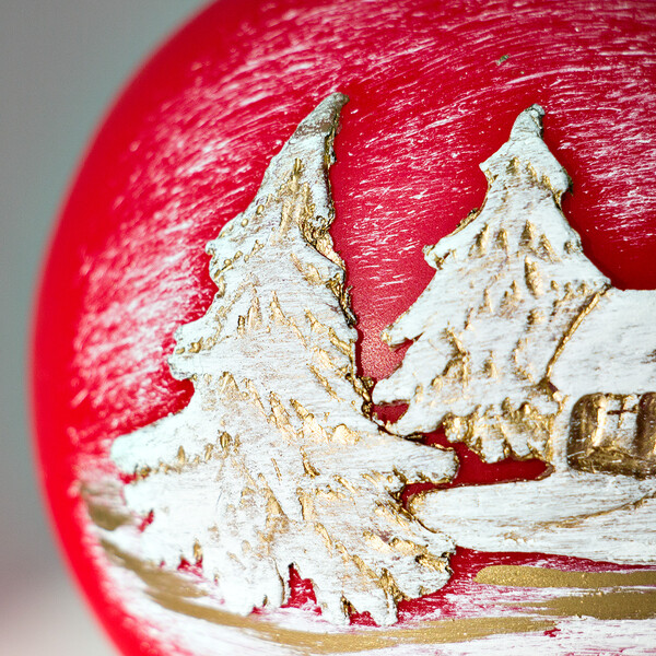Kugel Winterkerzen 4 Stück Geschenkkerzen 3D Motivkerzen Ø 8 cm Weihnachtskerzen