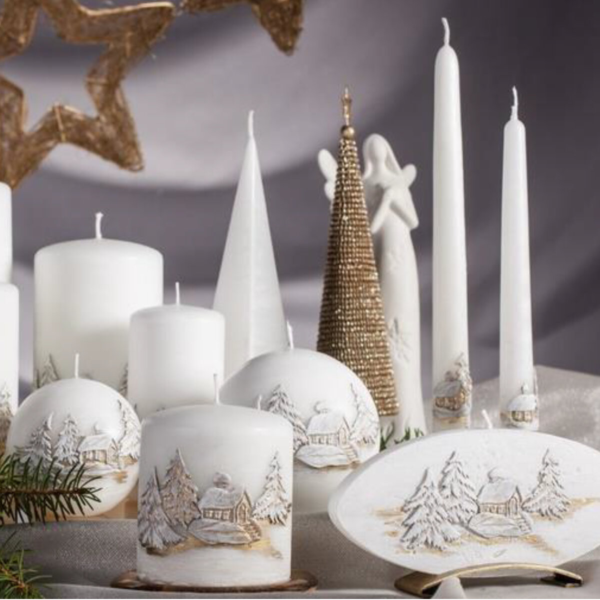 Weihnachtskerzen 4 Stück Adventskranz Echtwachs Kerzen Handarbeit 3D S,  25,39 €