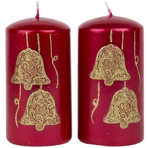 Metallic rotes 2er Set Kerzen die neue Farbe zum Fest