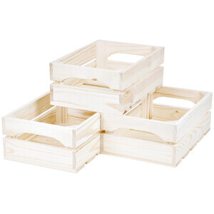 Lagerkisten aus Holz 3er Set 31 x 22 x 12 cm Holzboxen