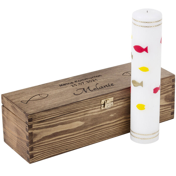 Holz Kerzenboxen für Taufkerzen Kommunionskerzen