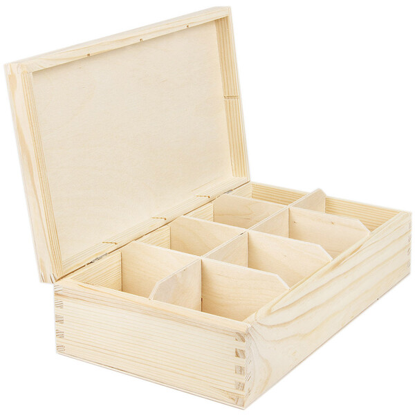 Holzbox mit Deckel 8 Fächer 28,5 x 16,5 x 8 cm