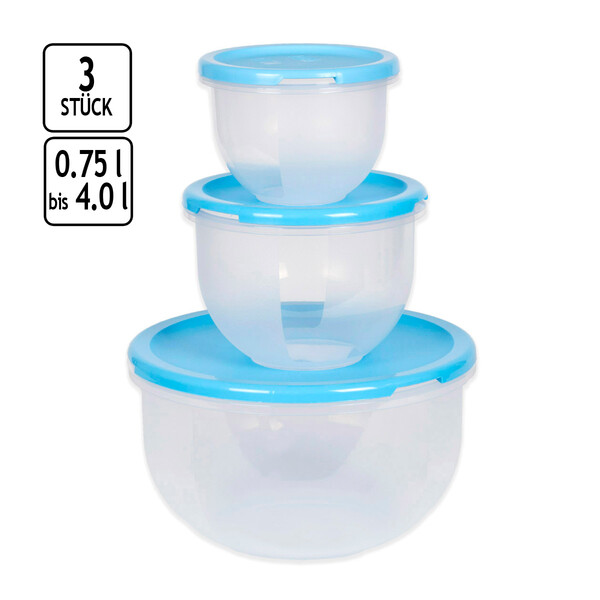 Frischhaltedosen Vorratsdosen 3er Set Lebensmittelbehälter mit Clip-Deckel Gefrierdosen Aufbewahrungsboxen