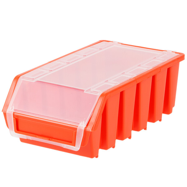 Stapelbox mit Deckel 1,3 Liter Sichtlagerkasten Orange