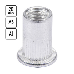 Aluminium Blindnietmuttern M5 x 12 mm 20er-Set