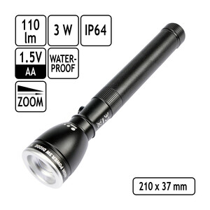 Taschenlampe 210 mm Aluminium mit Grteltasche CREE LED...