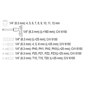 Steckschlssel-Satz mit T Griff 25-teilig Bits und Nsse