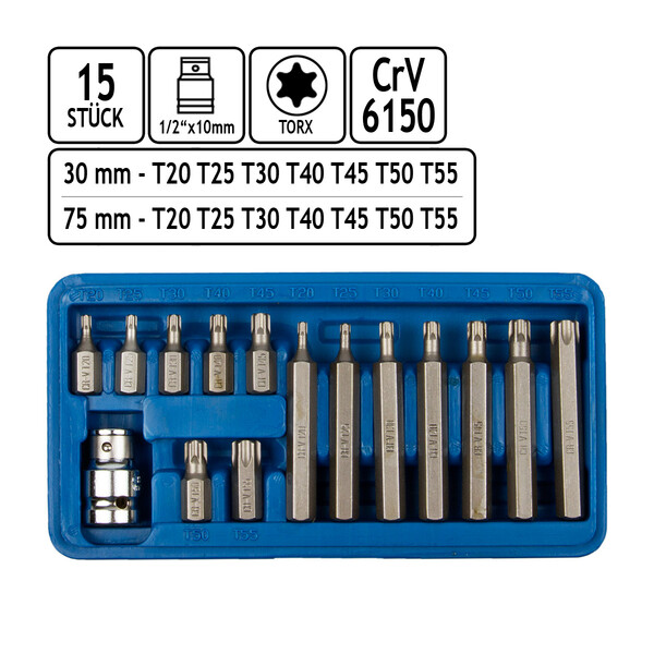 magnetischer Bit-Satz 15 teilig Torx Schraubendreher Akkuschrauber Bit Satz