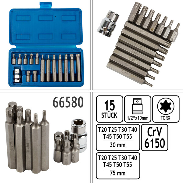 magnetischer Bit-Satz 15 teilig Torx Schraubendreher Akkuschrauber Bit Satz