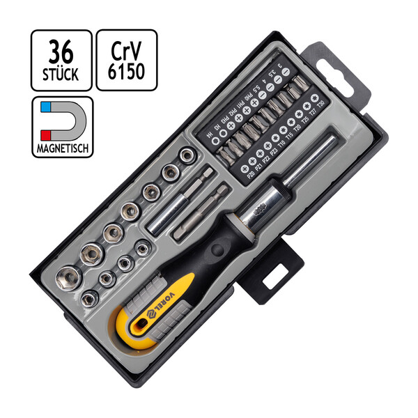 Steckschlssel-Satz mit Ratsche 36 teilig Knarre Torx, Bits, Stecknsse