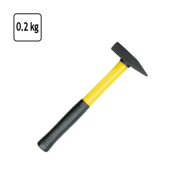 Schlosserhammer 200 g, gummierter ergonomischer Stahlstiel Hammer