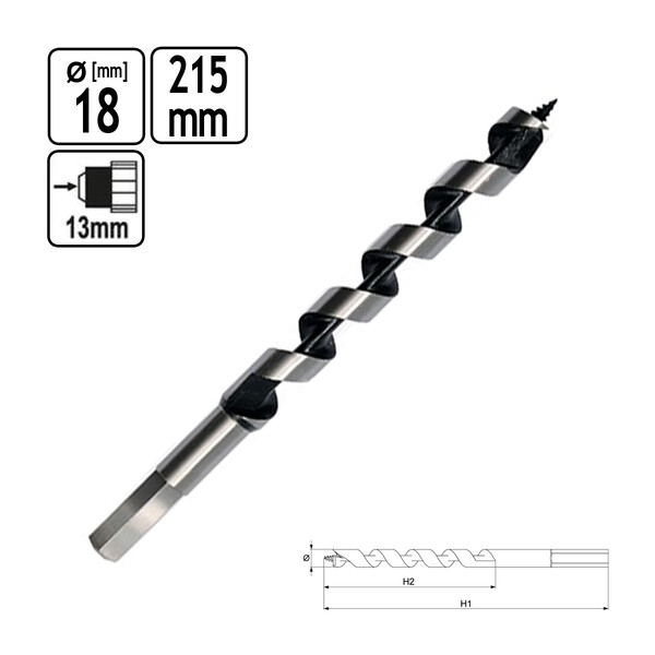 langer 215 mm Holzbohrer Schlangenbohrer  18 mm Balkenbohrer