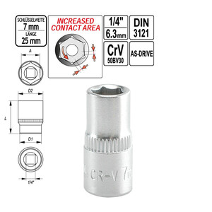 Nuss 25 mm Lang 1/4 Zoll Antrieb Steckschlssel-Einsatz...