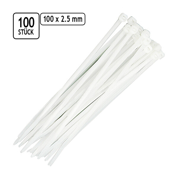 lange Kabelbinder 100 Stck Wei 100 x 2,5 mm Kabelweg Halter