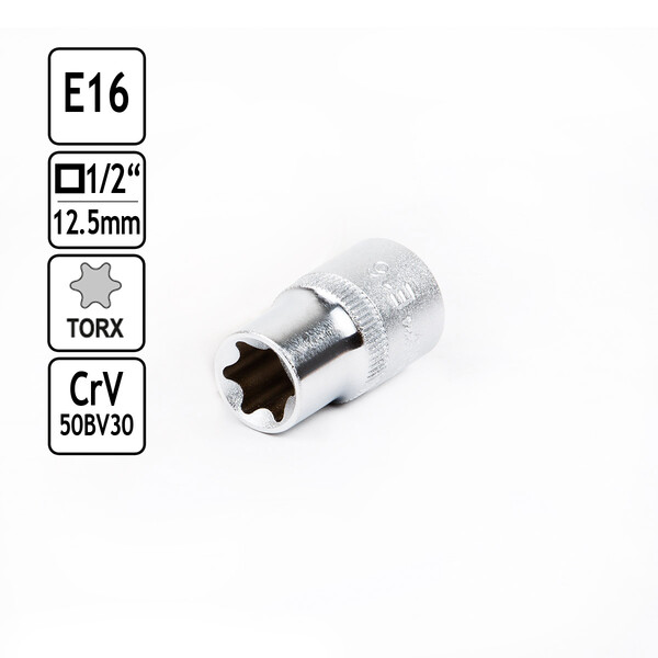 Steckschlssel-Einsatz Auen Torx E16 Aufnahme Vierkant 1/2 Zoll