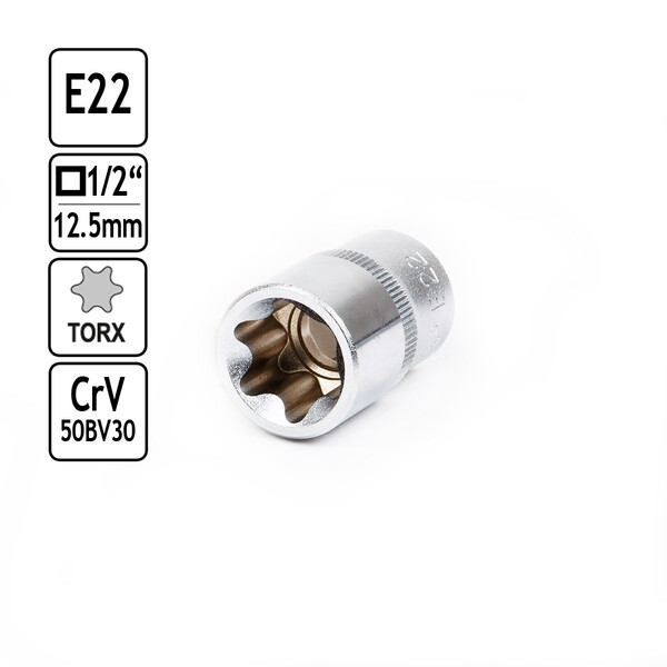 Nuss Vierkant 1/2 Zoll Steckschlssel-Einsatz Auen Torx E22