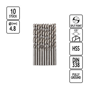 universal Metall Spiralbohrer HSS 4,8 mm DIN 338 10 Stck