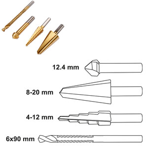 Stufenbohrer 4er-Satz Spezialbohrer zum Entgraten von...