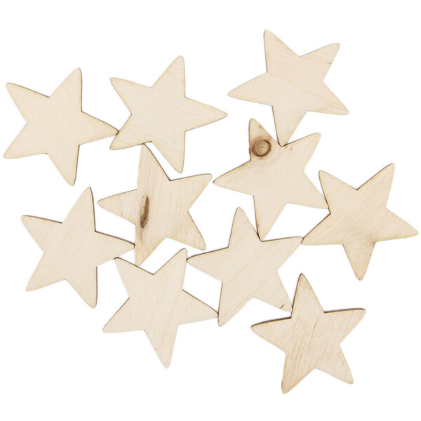 Holzscheiben 10 Stück Sterne 4 x 4 cm Weihnachten Streudeko Scrapbooking 