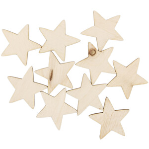 Sterne aus Holz 10er-Set 4 x 4 cm