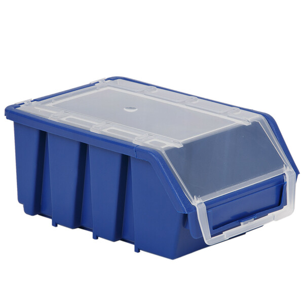 Blau Box Stapelboxen 8 kg Traglast Sichtlagerbox Kiste mit Deckel Kunststoffkiste Lagerkiste