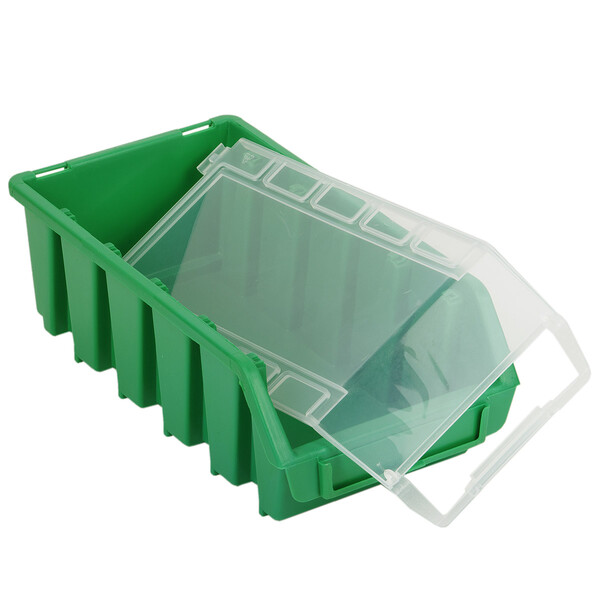 Grün Lagerbehälter mit Deckel und Wandbefestigung Stapelkiste Sichtlagerboxen
