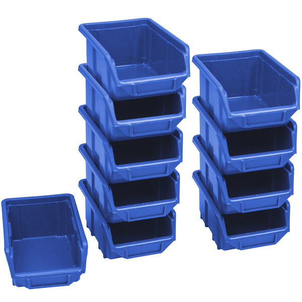 10 Stück Blau Stapelbox Werkstattkiste Schraubenbox Regalkasten Materialbehälter