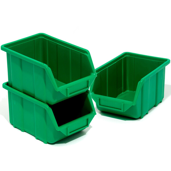 Grün 3 Stück Magazinkisten Materialbehälter 3,5 Liter Sichtlagerbox stapelbar Regalkisten