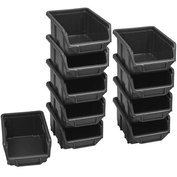 10 Stück Schwarz Stapelbox Werkstattkiste Schraubenbox Regalkasten Materialbehälter