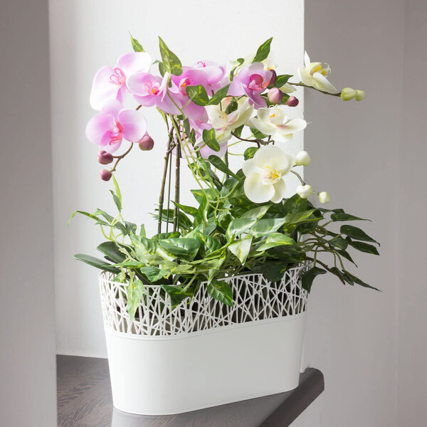Schale Grau 2,9 bis 4,7 Liter Blumenschale Länge 29 cm Übertopf Kräuterschale Pflanzenschale